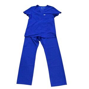 COPY - FIGS Scrubs Set Catarina Top Livingston Basic Pants Galaxy Blue Small